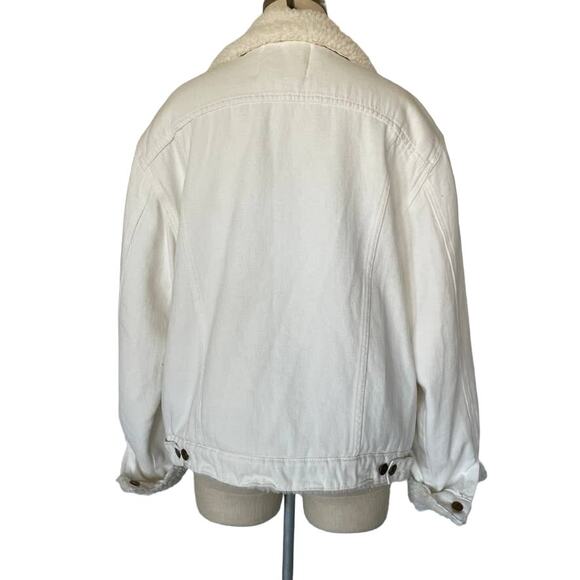 Lola Jeans Sherpa Lined Denim Jacket Medium – Off White Cozy Western Boho NWT - Picture 10 of 13